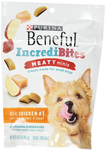 Product Cover Purina Beneful IncrediBites Meaty Minis Made for Small Dogs Real Chicken #1 With Real Apples & Beef (Net WT 6 OZ)