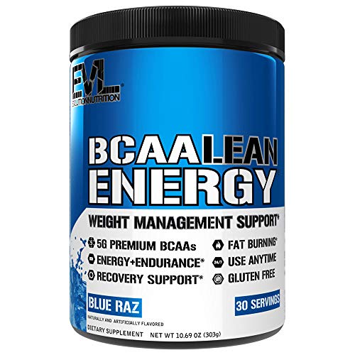 Product Cover Evlution Nutrition BCAA Lean Energy - Energizing Amino Acid for Muscle Building Recovery and Endurance, with a Fat Burning Formula, 30 Servings (Blue Raz)