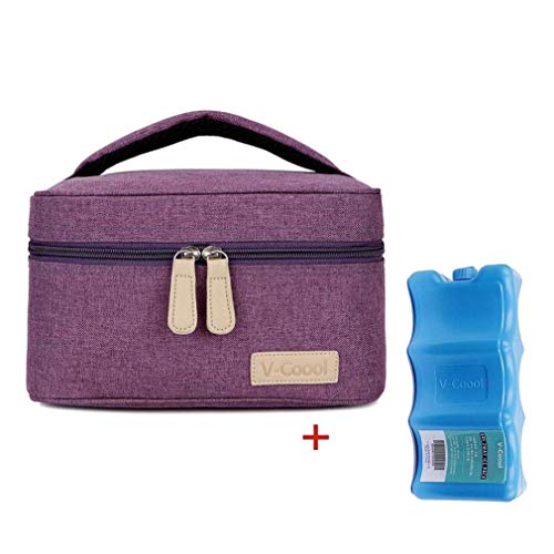 Product Cover Breastmilk Cooler with Ice Pack Healthy Baby Daycare Set - Keep Food Warm or Cool for Go Out Lunch Bag-Large Capacity Storage for 6 Breastmilk Bottles in 5oz Bottle Tote Bags,Purple