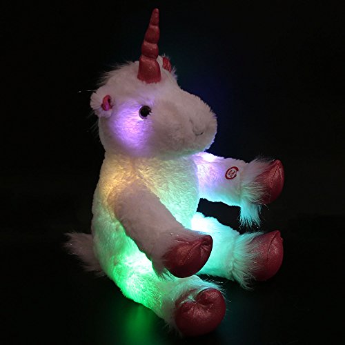 Product Cover WEWILL LED Colorful Unicorn Stuffed Animal Light up Cozy Plush Glow Soft Toy Bedtime Companion Gift for Kids on Christmas Birthday Festivals, 16''
