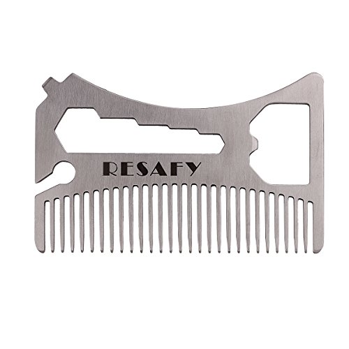 Product Cover Resafy Stainless Steel Hair Beard Wallet Comb with Bottle Opener Screwdriver Wrench