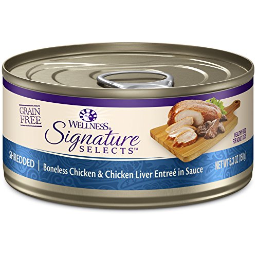 Product Cover Wellness Core Signature Selects Grain Free Wet Canned Cat Food, Shredded Chicken & Chicken Liver, 5.3-Ounce (Pack Of 12)