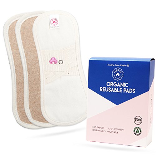 Product Cover Hesta FDA Registered Organic Reusable Waterproof Cloth Pantyliners, PMS Relief Set of 3(Brown)