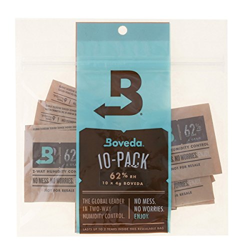 Product Cover Boveda 62% RH 4 Gram, patented 2-Way Humidity Control, (1) 10-Pack, Unwrapped Boveda, Resealable Bag, terpene protector