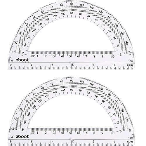 Product Cover Plastic Protractor Math Protractors 180 Degrees, 6 Inch, Clear, Pack of 2