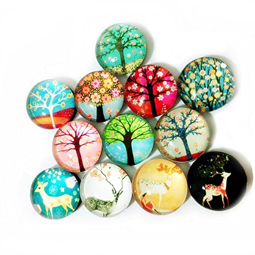 Product Cover Koolemon 12pcs Glass Refrigerator Magnets Fridge Magnets Funny Magnets for Refrigerator Office Cabinets Whiteboards,Tree & Deer Decorative Magnets Photo Magnets