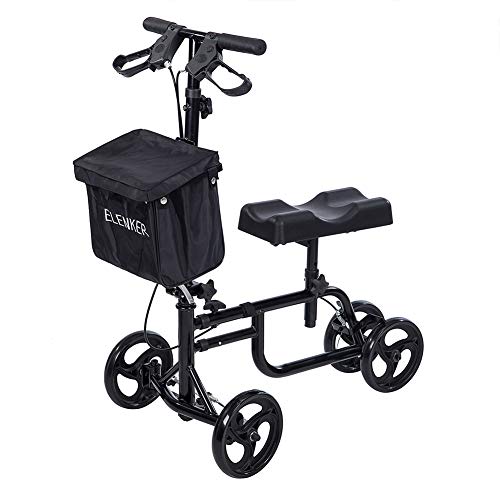 Product Cover ELENKER Best Value Walker Steerable Medical Scooter Crutch Alternative with Dual Braking System Black