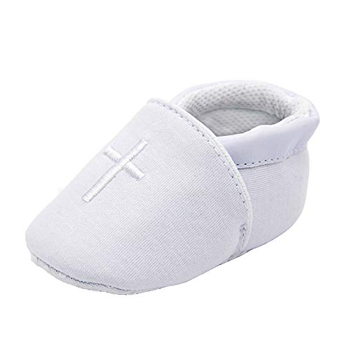 Product Cover Baby Boys Girls Premium Soft Sole Cross Baptism Toddler Shoes 3-6 Months White