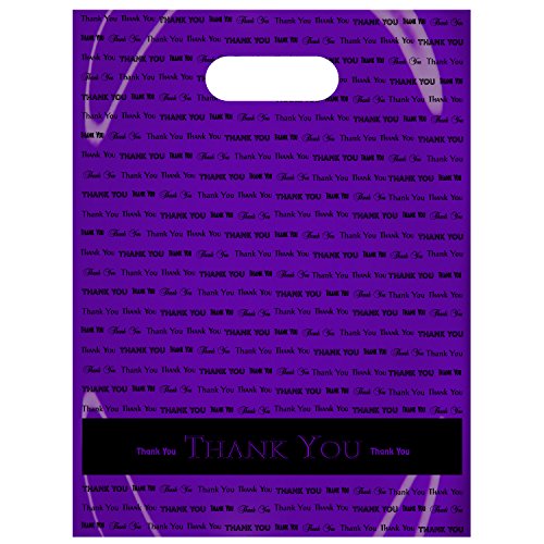 Product Cover Flexicore Packaging Plastic Thank You Bags with Die Cut Handle Size: 9 Inch X 12 Inch | Count: 50 Bags | Color: Purple