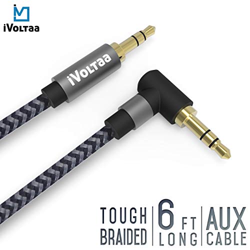Product Cover iVoltaa 3.5mm Braided Aux (Auxiliary) Audio Cable - 6 Feet (1.8 Meters) - Space Grey