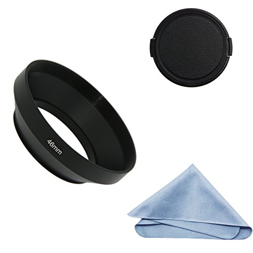 Product Cover SIOTI Camera Wide Angle Metal Lens Hood with Cleaning Cloth and Lens Cap Compatible with Leica/Fuji/Nikon/Canon/Samsung Standard Thread Lens(46mm)