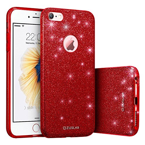 Product Cover iPhone 6 / 6s Case, ZUSLAB Rosy Series, Bling Luxury Shinning Bumper,Dual Layer Protective Glitter Cover for Apple iPhone 6 / 6s (Red)