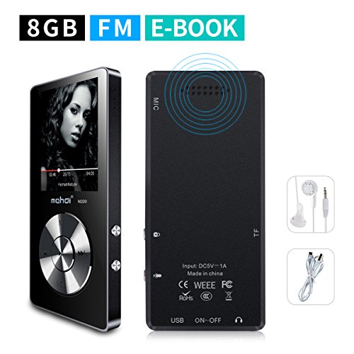 Product Cover MYMAHDI 8GB Portable MP3 Player(Expandable Up to 128GB), Music Player/One-Key Voice Recorder/FM Radio 70 Hours Playback with External Speaker HD Headphone, Black