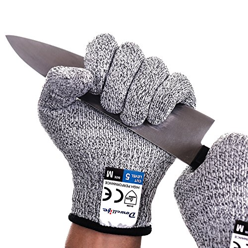 Product Cover Dowellife Cut Resistant Gloves Food Grade Level 5 Protection, Safety Kitchen Cuts Gloves for Oyster Shucking, Fish Fillet Processing, Mandolin Slicing, Meat Cutting and Wood Carving, 1 Pair (Small)
