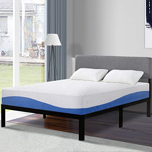 Product Cover Olee Sleep 10 Inch Gel Infused Layer Top Memory Foam Mattress Blue, Cal King