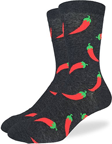 Product Cover Good Luck Sock Men's Hot Pepper Crew Socks - Black, Adult Shoe Size 7-12