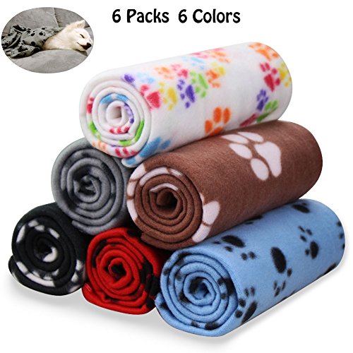 Product Cover Comsmart Warm Paw Print Blanket/Bed Cover for Dogs and Cats, 6 Pack of 24x28 Inches