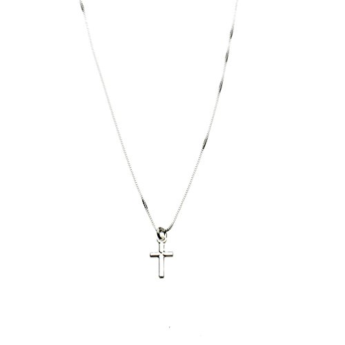 Product Cover Sterling Silver Tiny Cross Charm Box Chain Nickel Free Necklace Italy 15