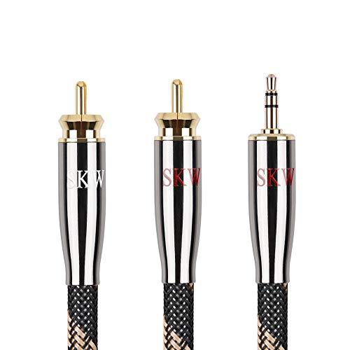 Product Cover SKW Audiophile Single Crystal Copper Audio Cable 3.5mm Male to 2 RCA Male Audio Auxiliary Stereo Y Splitter Adapter Cable (6.5ft/2M, Black)