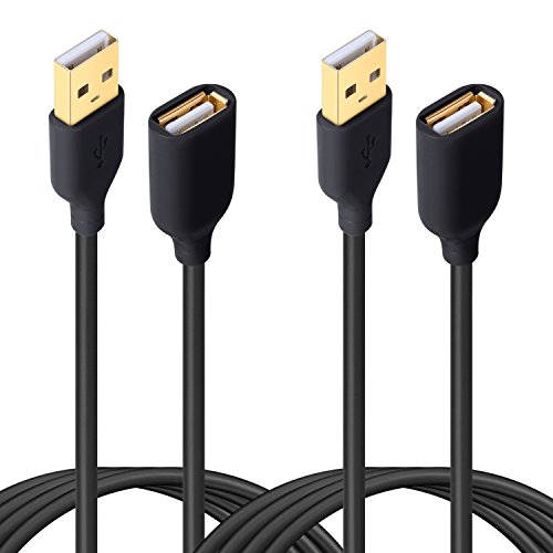 Product Cover USB Extension Cable, Besgoods 2-Pack 10ft/3m USB 2.0 Type A Male to A Female Extension Cord USB Cable Extender with Gold-Plated Connectors, Black