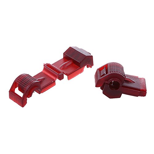 Product Cover AIRIC 100pcs Nylon T-Tap Wire Splice Connector Red Tap in Quick Splice Self-Stripping 22-18 Gauge Electrical Wire Crimp Terminals (22-18 Gauge)