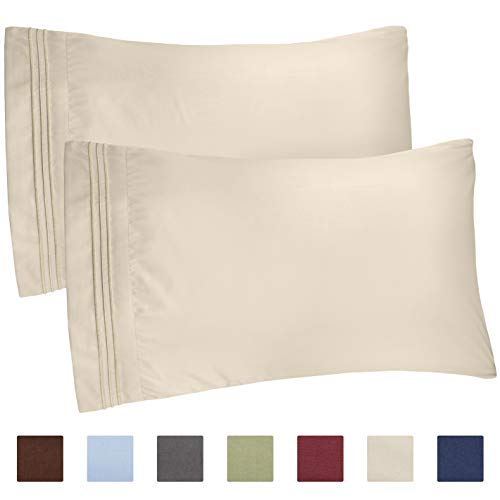 Product Cover Queen Size Pillow Cases Set of 2 - Soft, Premium Quality Hypoallergenic Pillowcase Covers - Machine Washable Protectors - 20x40, 20x36 & 20x48 Pillows for Sleeping 2 Piece - Queen Size Pillow Case Set