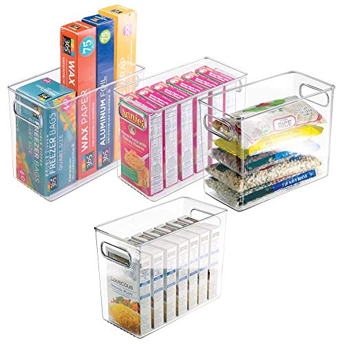 Product Cover mDesign Tall Plastic Kitchen Pantry Cabinet, Refrigerator or Freezer Food Storage Bin with Handles - Organizer for Fruit, Yogurt, Snacks, Pasta - Food Safe, BPA Free - 10