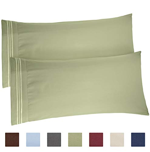 Product Cover King Size Pillow Cases Set of 2 - Soft, Premium Quality Hypoallergenic Sage Green Pillowcase Pillow Covers - Machine Washable Pillow Protectors - 20x40, 20x36 & 20x48 King Size Pillows for Sleeping 2