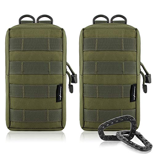 Product Cover FUNANASUN 2 Pack Molle Pouches Tactical Compact Water Resistant EDC Pouch (Olive Green)