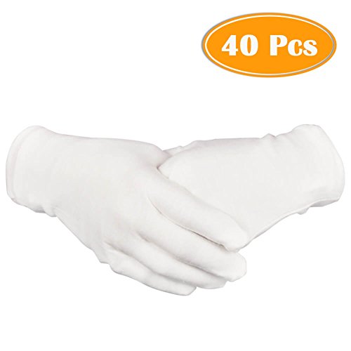 Product Cover Paxcoo 20 Pairs Large White Cotton Gloves for Cosmetic Moisturizing and Coin Inspection