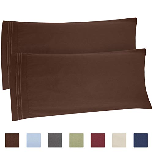 Product Cover King Size Pillow Cases Set of 2 - Soft, Premium Quality Hypoallergenic Brown Pillowcase Pillow Covers - Machine Washable Pillow Protectors - 20x40, 20x36 & 20x48 King Size Pillows for Sleeping 2 Pack