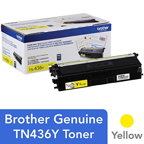 Product Cover Brother Genuine Super High Yield Toner Cartridge, TN436Y, Replacement Yellow Toner, Page Yield Up To 6,500 Pages, Amazon Dash Replenishment Cartridge, TN436
