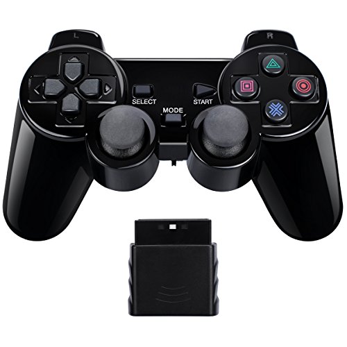 Product Cover Wireless Controller Gamepad Twin Shock for PS2 Playstation2 (Jet Black)