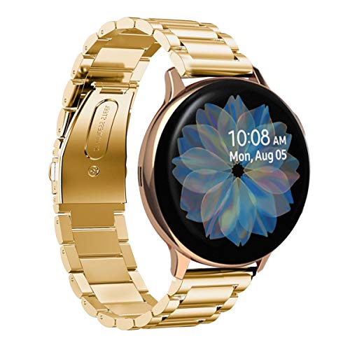 Product Cover Aresh Compatible with Galaxy Watch Active2 40mm Bands&Active 2 44mm Band,20mm Stainless Steel Strap Compatible for Samsung Galaxy Watch Active 2(Gold)
