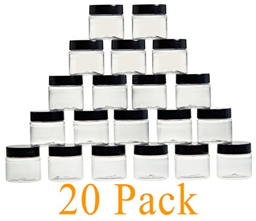 Product Cover 1oz Jars/Containers with Lids 30G / 30ml - Bulk, 1 Ounce Small Clear Cosmetic Jars with Screw Cap - Sample Containers with Lids for Pills, Powders, Ointments, Makeup, Liquid - BPA Free Plastic (20)