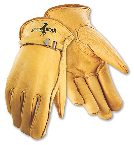 Product Cover Galeton 25101PR-M 25101PR Rough Rider Premium Leather, Strap & Buckle Driver Gloves, Medium, Gold