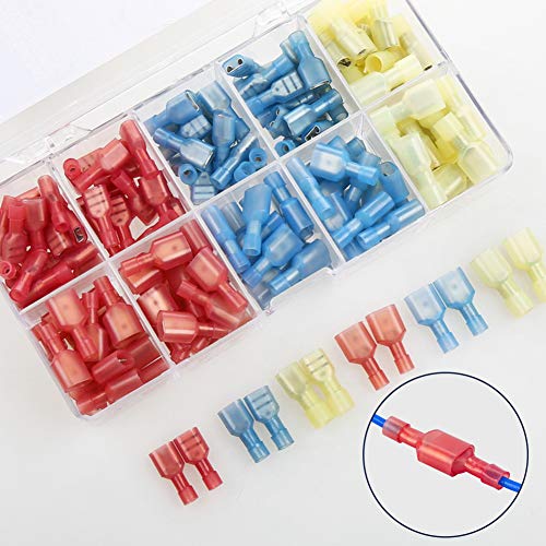 Product Cover AIRIC 174pcs Quick Electrical Disconnects Kit Nylon Fully Insulated Male/Female Quick Disconnectors Red Blue Yellow 22-16 16-14 12-10 Gauge Power Marine Connectors Terminal Assortment