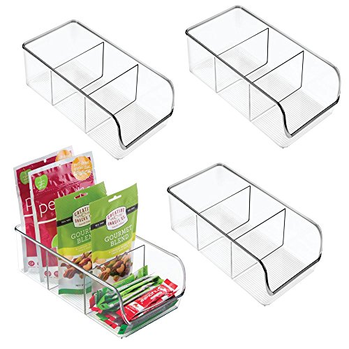 Product Cover mDesign Plastic Food Packet Kitchen Storage Organizer Bin Caddy - Holds Spice Pouches, Dressing Mixes, Hot Chocolate, Tea, Sugar Packets in Pantry, Cabinets or Countertop - 4 Pack - Clear