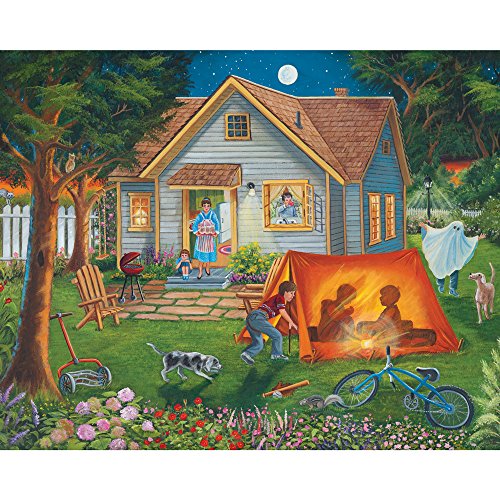 Product Cover Bits and Pieces - 300 Large Piece Jigsaw Puzzle for Adults - Backyard Camping - Family Fun House Puzzle - by Artist Christine Carey - 300 pc Jigsaw