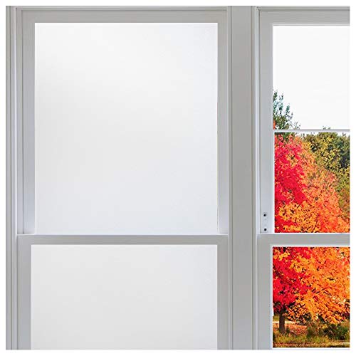 Product Cover Rabbitgoo Window Privacy Film No Glue, White Frosted Glass Films for Bathroom Home Office, Removable Window Vinyl Frosting Film for Glass Covering, Anti UV (Matte White, 35.4 x 78.7 inches)