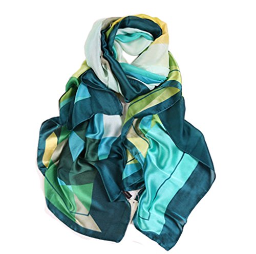 Product Cover Womens Shawl Elegant lightweight 100% Silk Scarf Classic Premium Shawl Best Gift Mix Color Design Wrap Art (grass green)