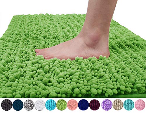 Product Cover Yimobra Original Luxury Chenille Bath Mat, Soft Shaggy and Comfortable, Large Size, Super Absorbent and Thick, Non-Slip, Machine Washable, Perfect for Bathroom (31.5 X 19.8 Inches, Moss)