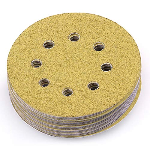 Product Cover LotFancy 5-Inch 8-Hole 60 Grit Dustless Hook-and-Loop Sanding Disc Sander Round Sandpaper (60 Grits,Pack of 100)