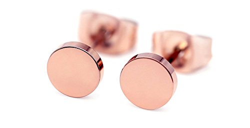 Product Cover HANFLY 18k Rose Gold Plated dot earrings Tiny dot stud Earrings Bean Earrings Small Round Studs(Pink)