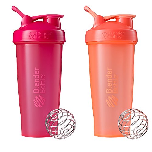 Product Cover Blender Bottle Classic Loop Top Shaker Bottle, 28-Ounce 2-Pack, All Pink and Coral