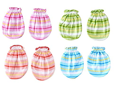 Product Cover Baby Basics Multicolor Soft Cotton Striped Mittens - Pack Of 4