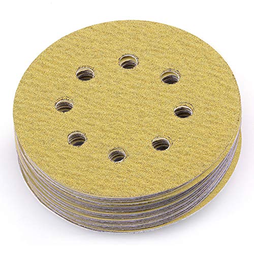 Product Cover LotFancy 5-Inch 8-Hole 80 Grit Dustless Hook-and-Loop Sanding Disc Sander Paper, Pack of 100