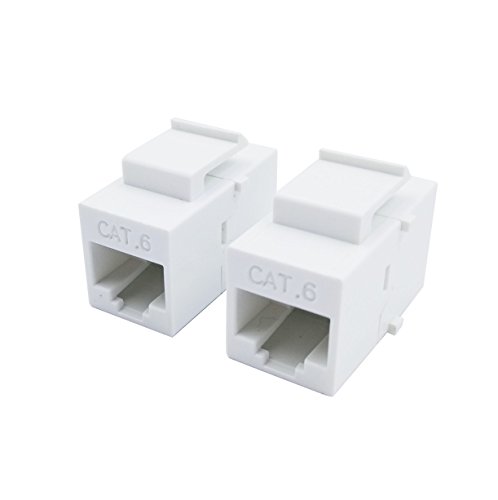 Product Cover Exuun CAT6 RJ45 Keystone Coupler, (2-Pack) RJ45 Connector CAT6 Female to Female Ethernet Adapter CAT 6/5e/5 Double Jack Ethernet Connector 8P8C Extender Network Cable Inline Modular, White
