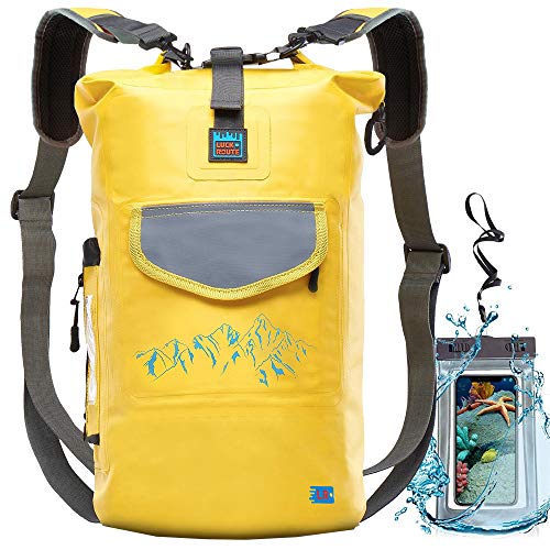 Product Cover Waterproof Dry Bag for Camera - Submersible Backpack with Double Fixing Lock and Smart Storage - Drybags for Kayak Boating, Float, Canoe, and Other Water Activities (Yellow, 20l)