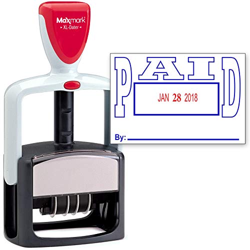 Product Cover MaxMark Heavy Duty Style Date Stamp with Paid self Inking Stamp - 2 Color Blue/Red Ink